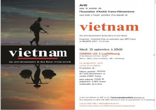 MARDI 19 SEPTEMBRE à 20h00, projection en avant première d’un épisode la série VIETNAM MARDI 19 SEPTEMBRE à 20h00, projection en avant première d’un épisode la série VIETNAM